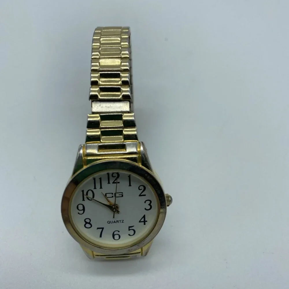 Easy Read Women's Watch CG Gold White Dial Two Tone Stretch Band